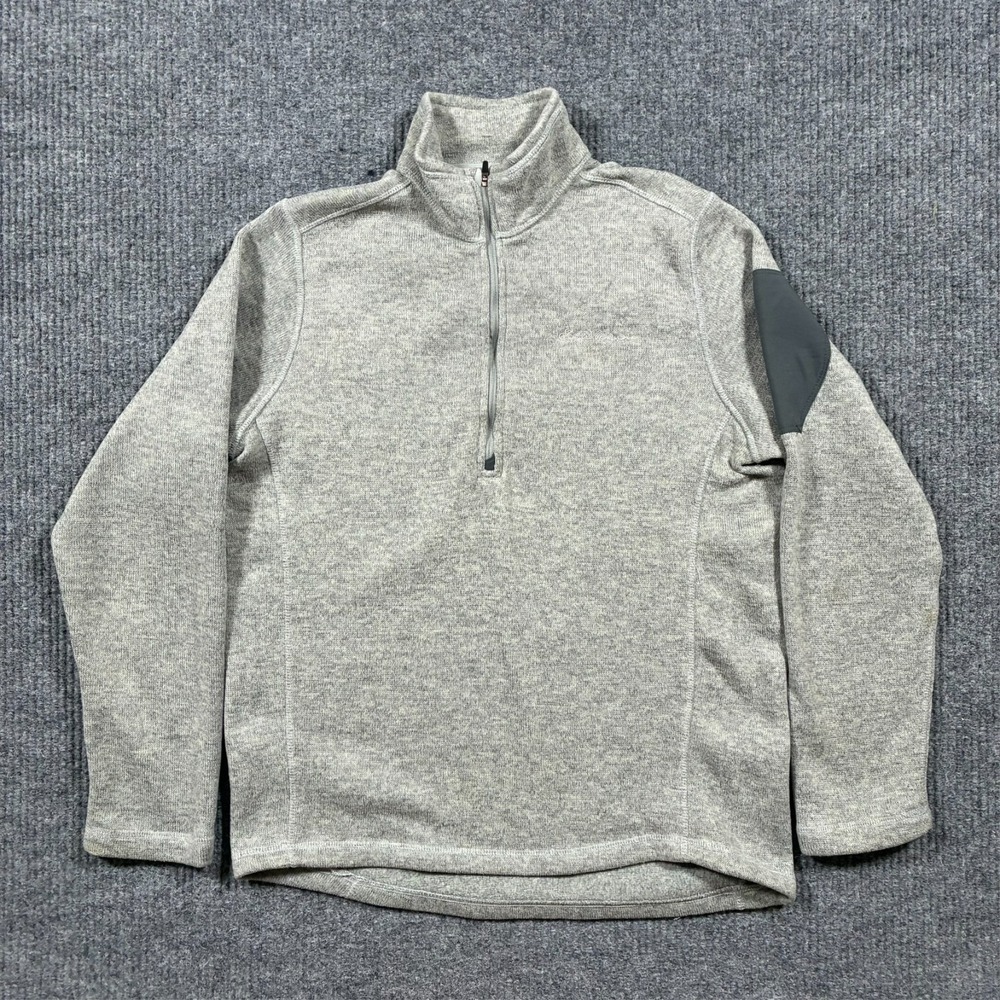 Eddie Bauer Mens Sweater Size Medium 1/4 Zip Fleece‎ Pullover Gray Outdoor